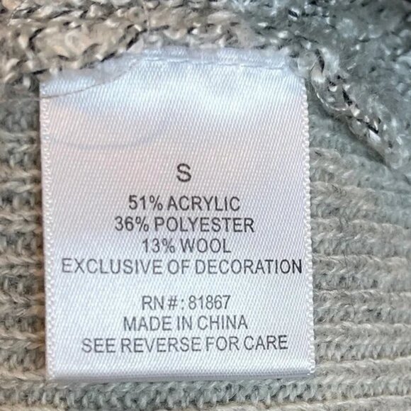 Olivia Sky Waterfall Front Gray Sleeveless Wool Blend Cardigan Women Size Small - Picture 8 of 10